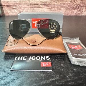NIB Ray-Ban ORB3025 Aviator Large Metal G-15 Green PI 3N Gold Msrp$244